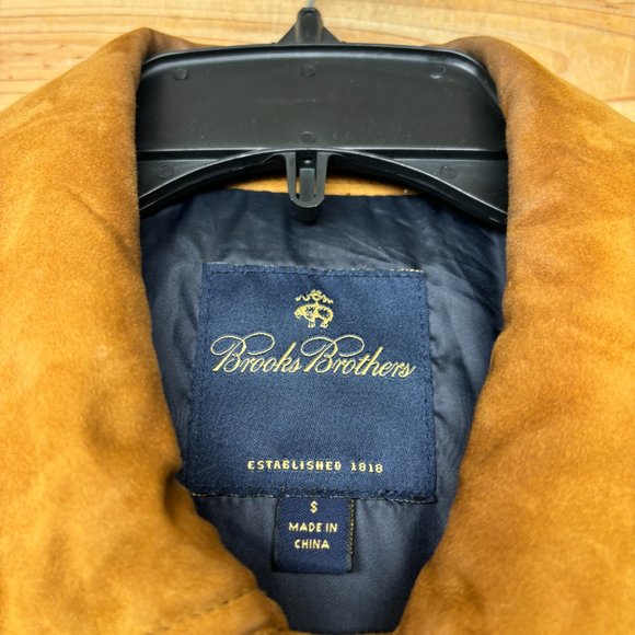 Brooks Brothers Suede Vest Mens Small Brown Full Zip Insulated Down Puffer - Picture 7 of 16